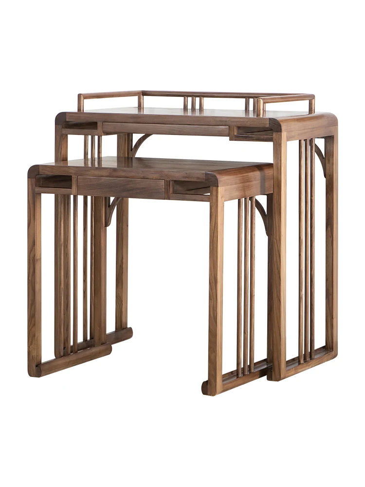 

Black walnut table-feeding new Chinese solid wood table-feeding combination