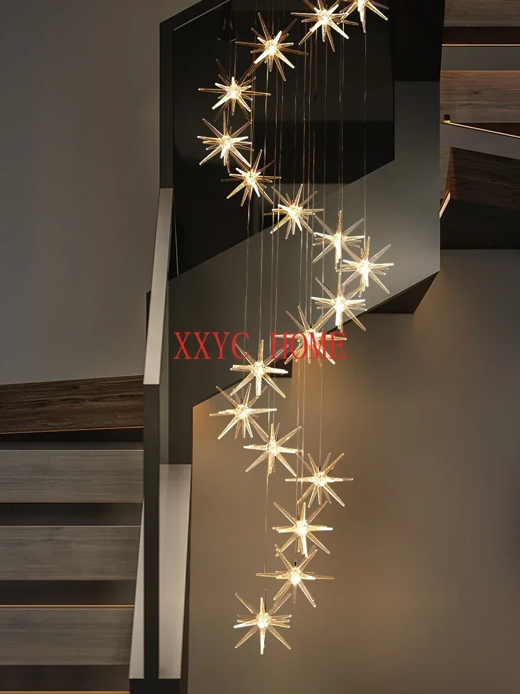 

Villa Sales Department Sand Table Chandelier Hotel Lobby Starry Duplex Staircase Art Lamps