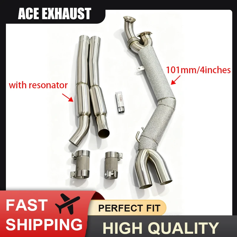 

ACE Increased Pipe Diameter design 101mm/4inches Single Midpipe for BMW M3 G80 M4 G82 M2 G87 Exhaust Pipe with Heat Shield