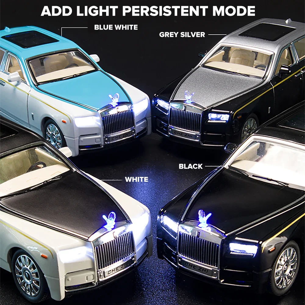 

Scale 1/24 Rolls Royce Phantom Metal Diecast Alloy Toys Cars Model With Sound For Boys Children Kids Toy Vehicles Collection