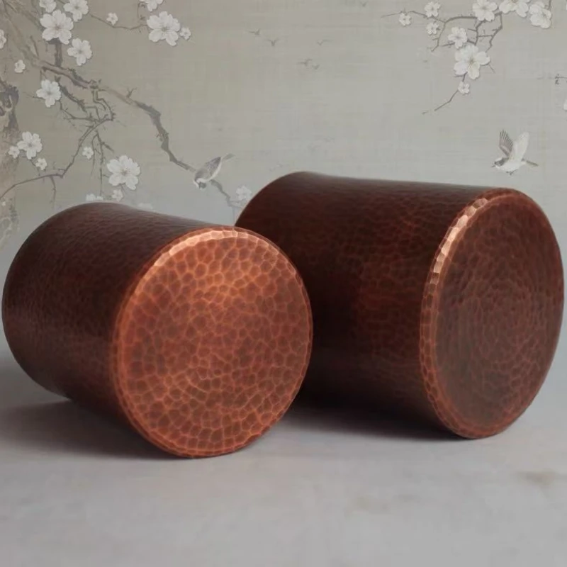 خمر النحاس النقي القهوة القدح ، موسكو البغل سميكة كبيرة الحجم المطرقة الملمس أنبوب مستقيم 450 مللي كوب للبيرة ، فنجان شاي أدوات المائدة