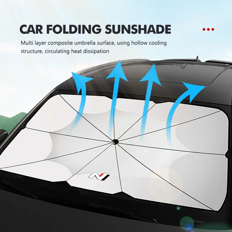 

Car Front Windshield Sunshade Umbrella Uv Protection Folding Shading For Hyundai N Line i20 i30 Sonata Azera Elantra Veloster