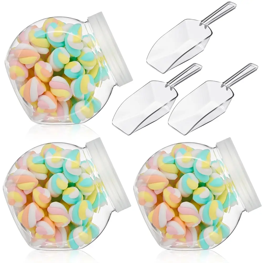 

Plastic Candy Jar With Lid For Candy Buffet With Mini Acrylic Plastic Kitchen Scoop 42 Oz Clear Candy Container Cookie Jar For