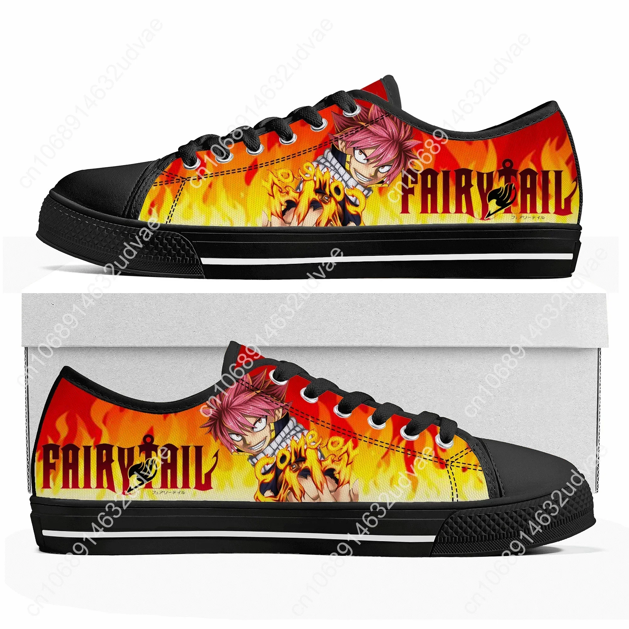 Fairy Tail Natsu Dragneel Low Top Sneakers Mens Womens Canvas High Quality Sneaker Casual Couple Shoes Custom Shoe 2