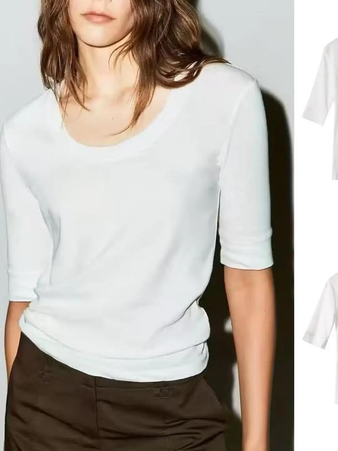 Basic Short Sleeve round Neck White T-Shirt Underwear Casual Style Women's Citywalk Standard Fit Breathable Polyester Fiber