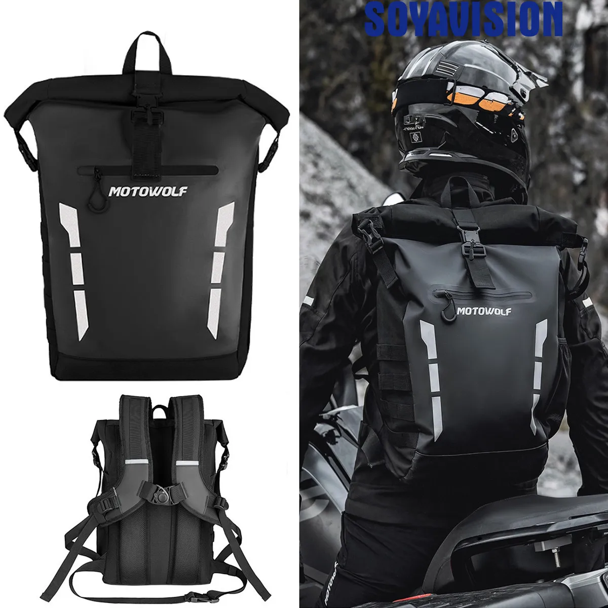 Waterproof Motorcycle Backpack 20L Reflective Cycling Riding Outdoor Sports Camping Hiking Backpack Travel Laptop Shoulder Bag