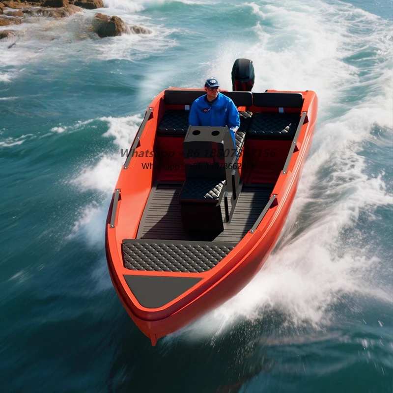 

High-density polyethylene high-speed ski and speedboat 4.9m-7 capacity windproof hull for lake and river coastal use