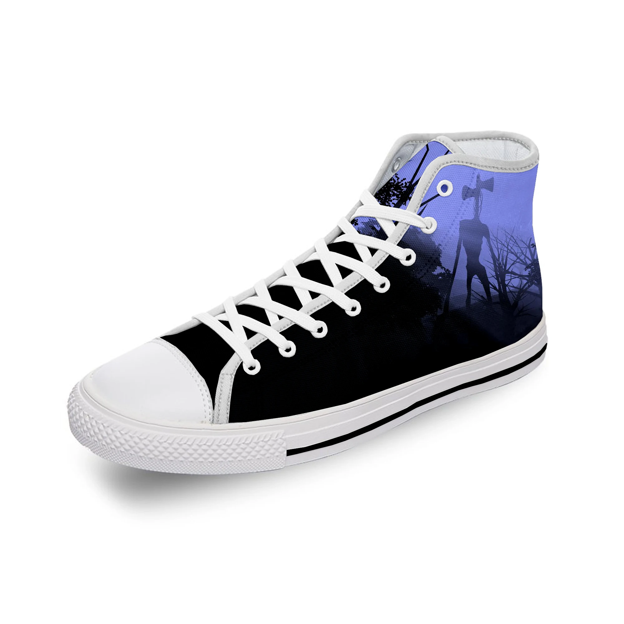 Siren Head SCP Scary Horror Game White Cloth Fashion 3D Print High Top Canvas Shoes Men Women Lightweight Breathable Sneakers