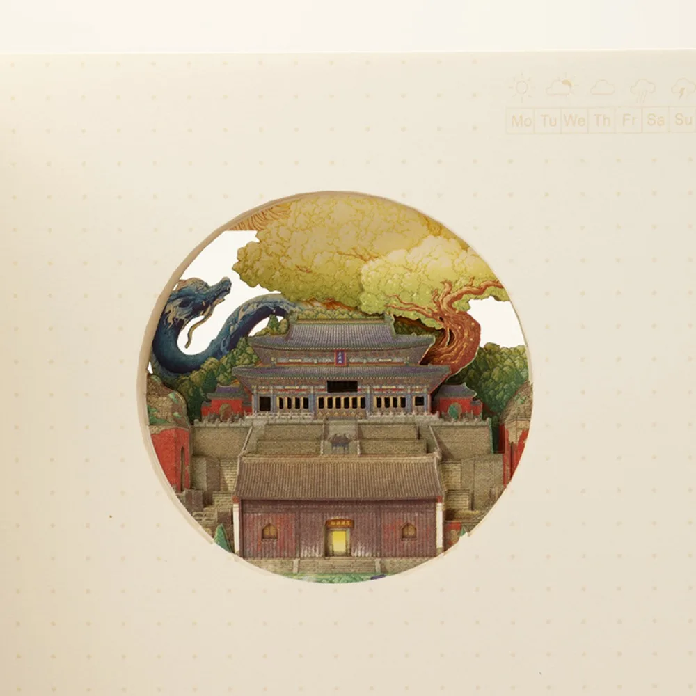 Wudang montanha fortuna longevidade saúde paz 3d mão conta caderno estilo chinês presente de formatura para colegas de classe idosos