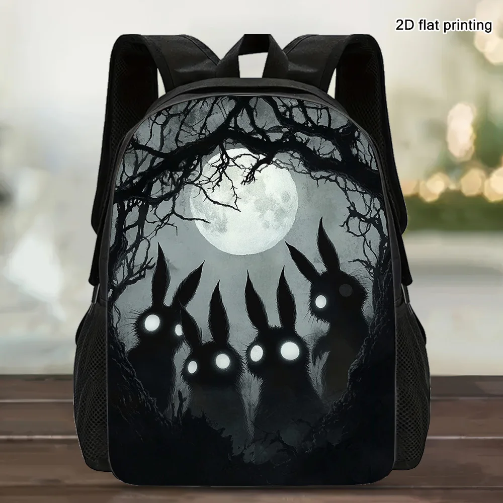 

1 Large Capacity Functional Backpack - Stylish Cute Rabbit Rabbit Argot Grunny Horror 2D Flat Printed Shoulder Bag