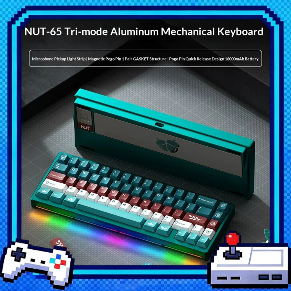 WEIKAV NUT65 Wireless Keyboard Five-Layer Luxury Muffler Filling Gaming Keyboard Three-Mode Connection Double GASKET Structure