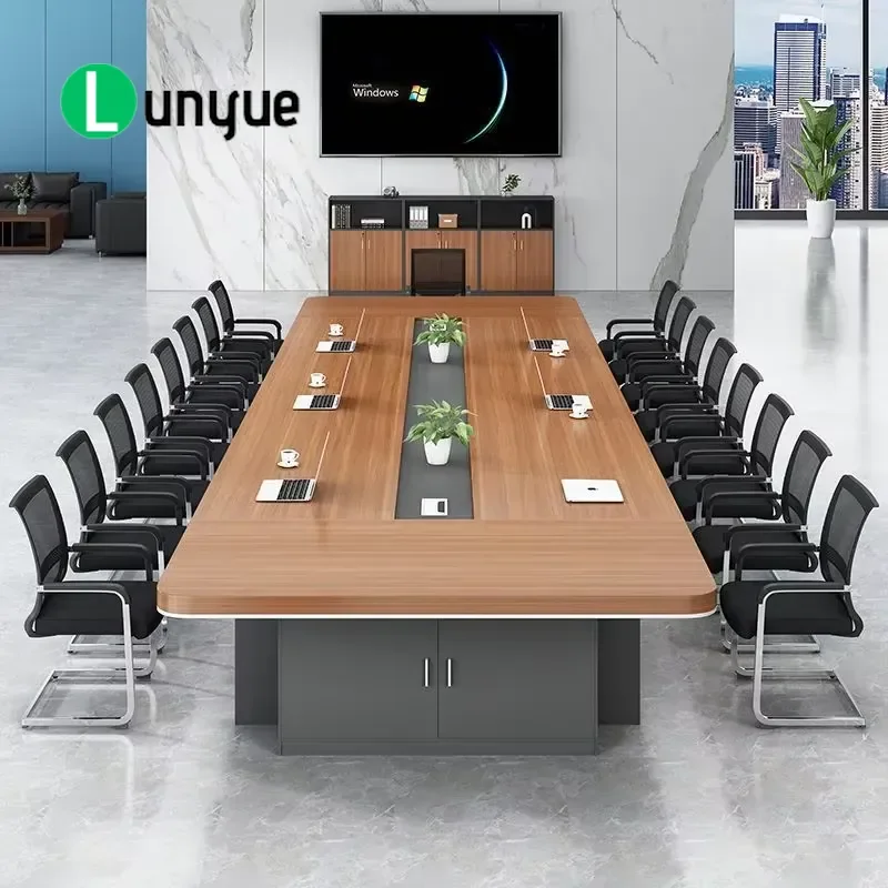 Heavy Duty Executive Conference Table with Power Outlet and Data Port Premium Meeting Desk for Conference Center Office