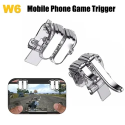 W6 Mobile Phone Game Trigger 6 Finger Aim Shooting Free Fire L1R1 ABS Key Button Gaming Joystick Controller for IOS Android PUBG