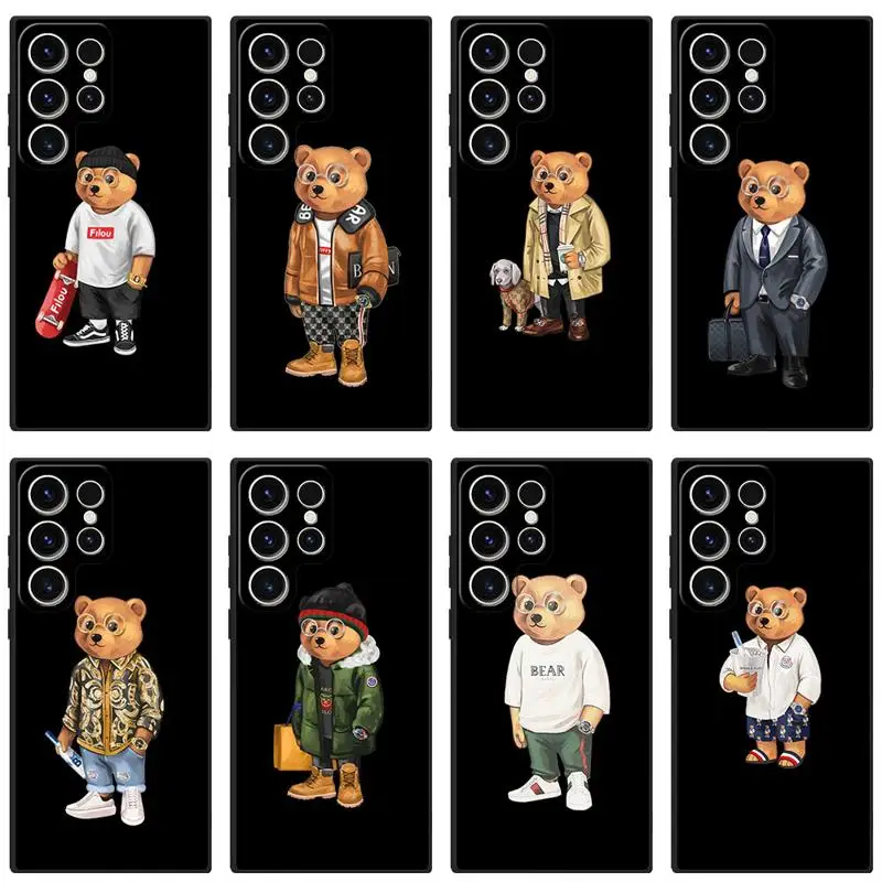 Case For Samsung Galaxy S23 S22 S21 S20 Plus Note 10 Plus 20 Ultra S23Plus Soft Phone Capa Luxury Brand Bear