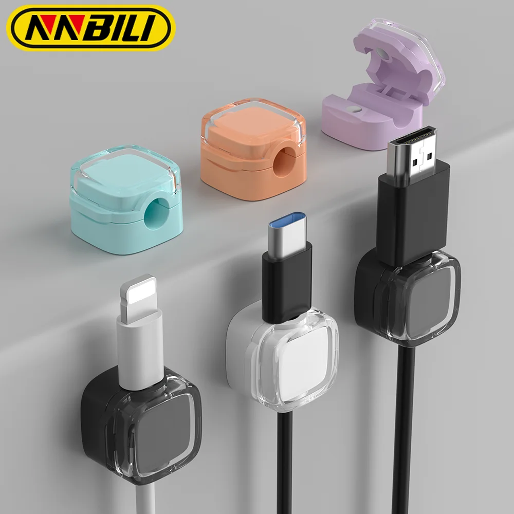 Nongami-磁気ケーブル管理クリップ、マルチカラーコードオーガナイザー、デスクおよび壁掛けフック、電話データおよび充電器、新品、6個