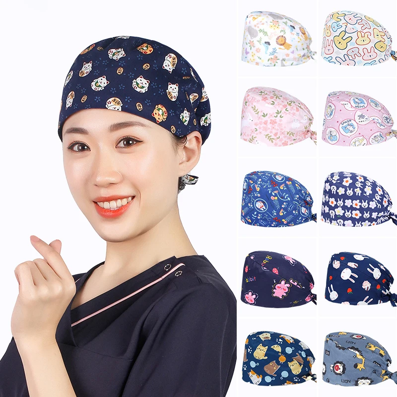 Ultra Soft Medical Surgical Cap Scrub Hats Cotton Nursing Caps Breathable Bouffant Healthcare Pediatric Veterinary Hats M822