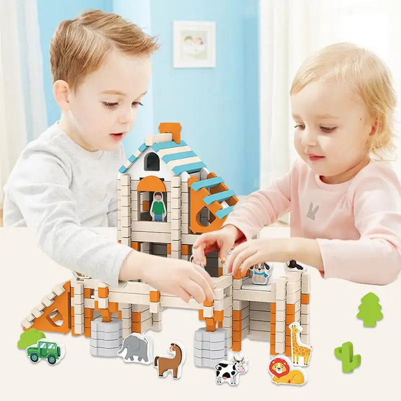 Building Blocks For Toddler 1-3 Colorful Safe Fun Kids Building Blocks Educational Baby Travel Toys for Enhance Parent-Child