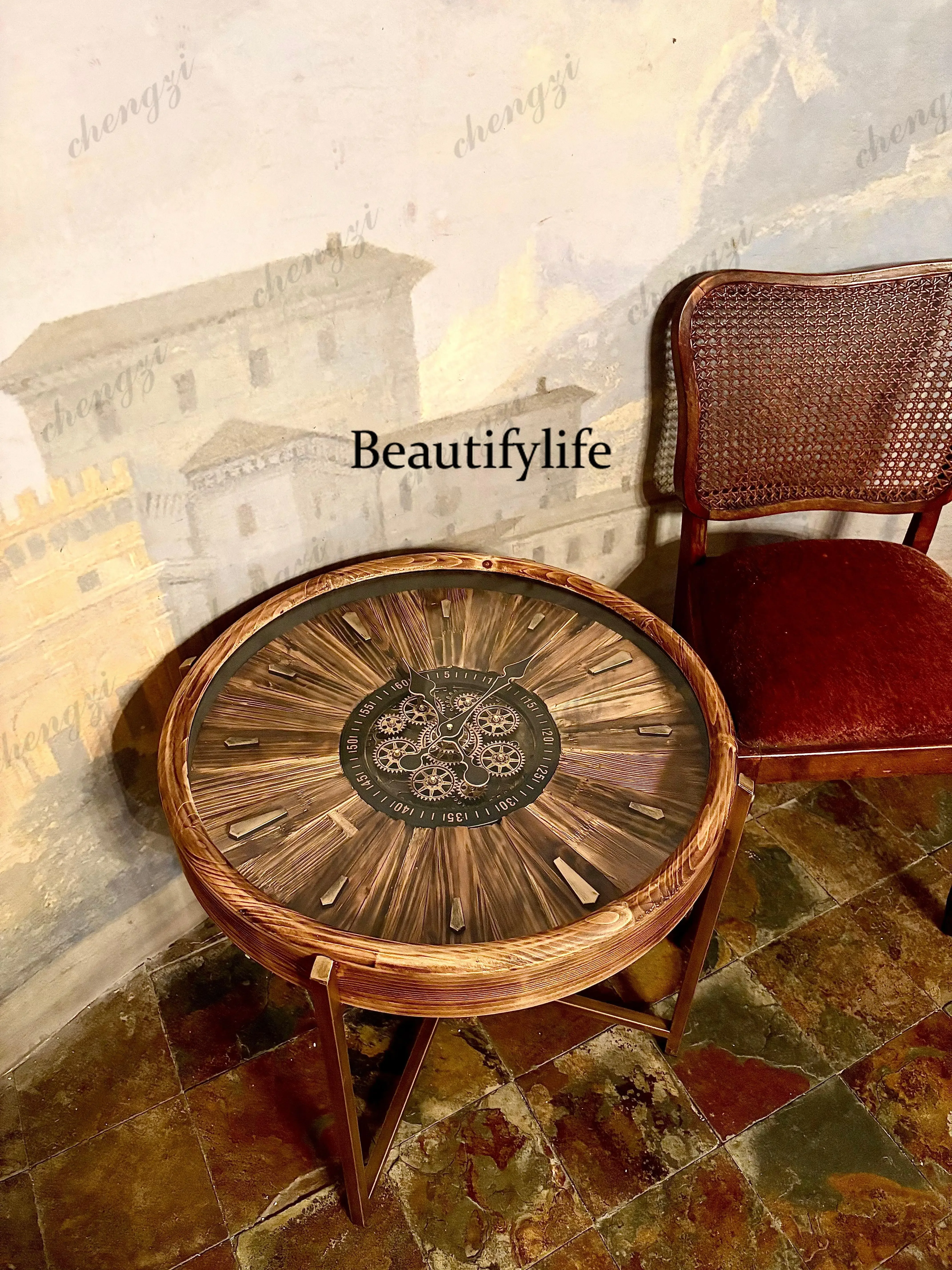 Y136 Retro high-end sense light luxury design sense American clock gear living room sofa side few small apartment bed and breakf