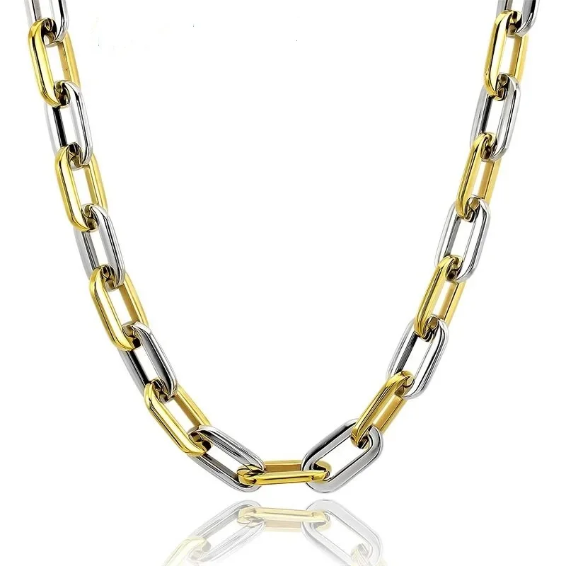 Hot Sale Stainless Steel Gold Color Chunky Chain Necklace Choker for Women Men Jewelry  Accessory Big Punk Necklace