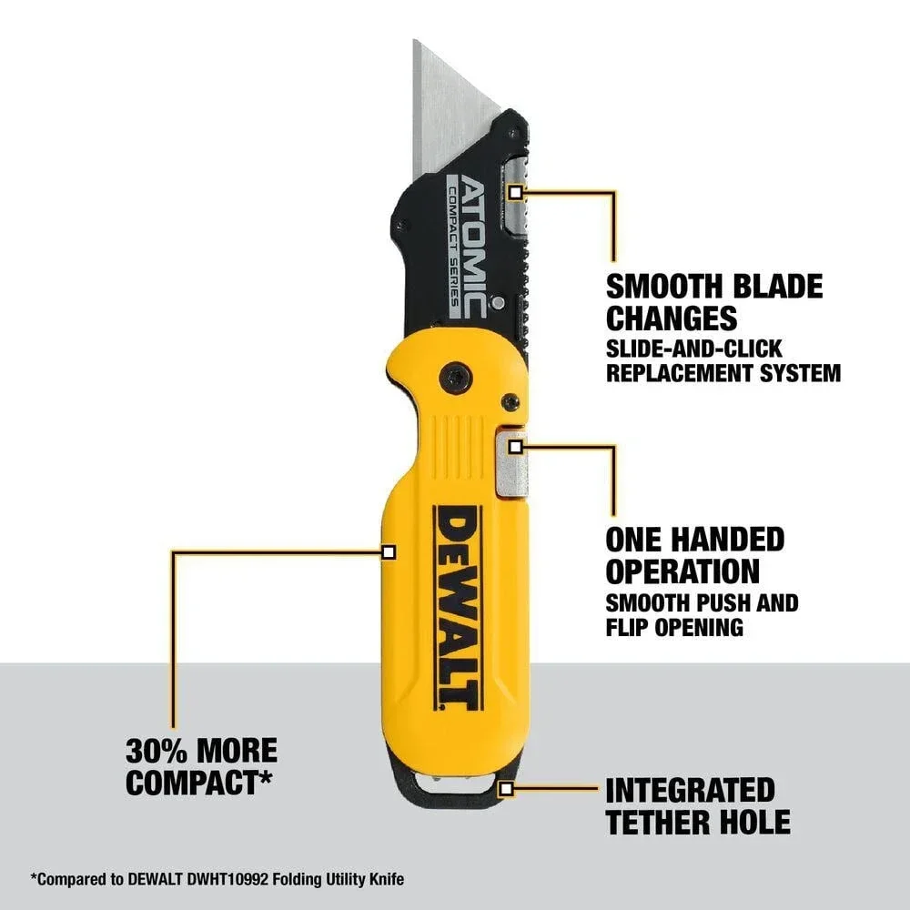 DEWALT DWHT10990 SÉRIE COMPACTA ATOMICAS Push And Flip Faca Utilitária Dobrável Ferramentas Manuais