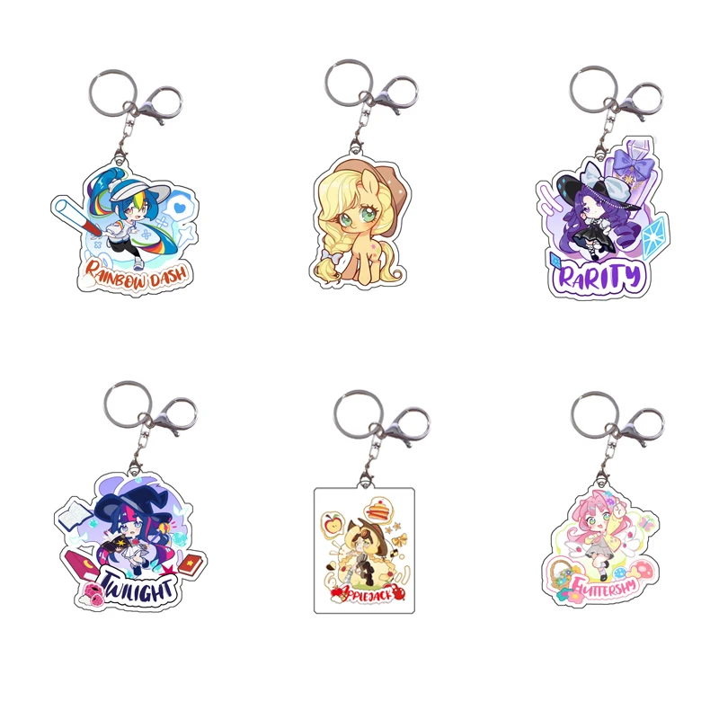 My Little Pony Keychain New Anime Kawaii Q Version Character Acrylic Keychain Twilight Sparkle Toy Children's Gift