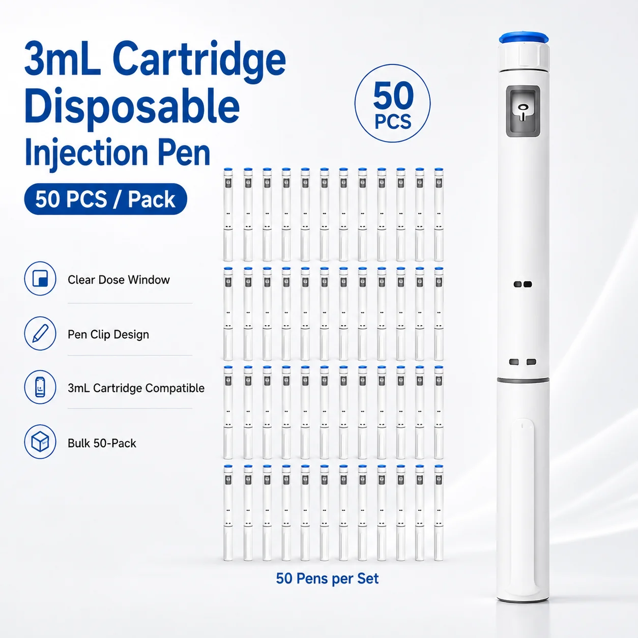 10/20/30/50Pcs Disposable Adjustable Insulin Injector Pen Kit Insulin Syringe Pen Se Precise Dosing Practical Injection Supplies