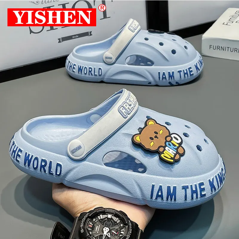 

YISHEN Garden Shoes Kids Clogs Boys Girls Beach Sandals Lightweight Closed Toe Cartoon Slip On Mules Babies Zuecos Infantiles