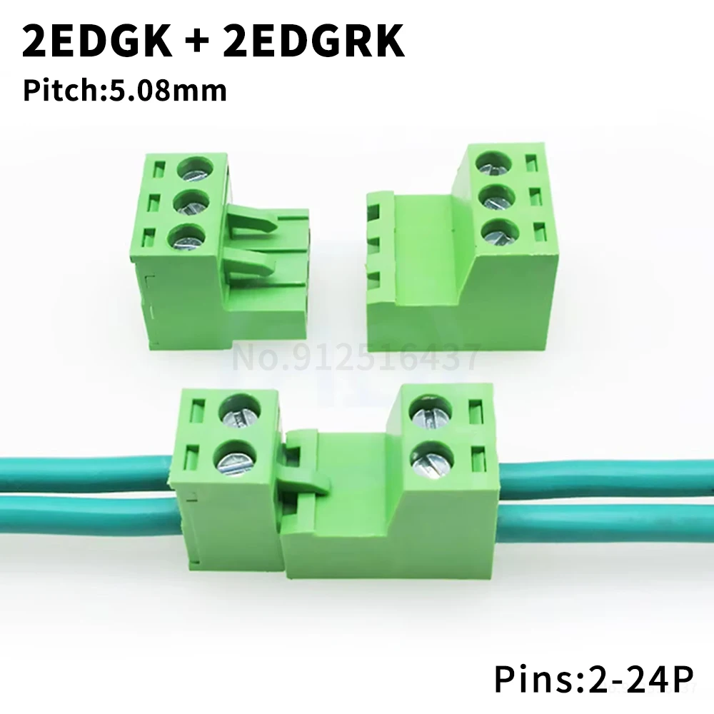 (5 Sets) KF 2EDGK + 2EDGRK 5.08mm Solderless Docking Plug-in Terminal Air-to-Air Plug and Socket 2~24Pin 15EDGK + 15EDGKP 5.08