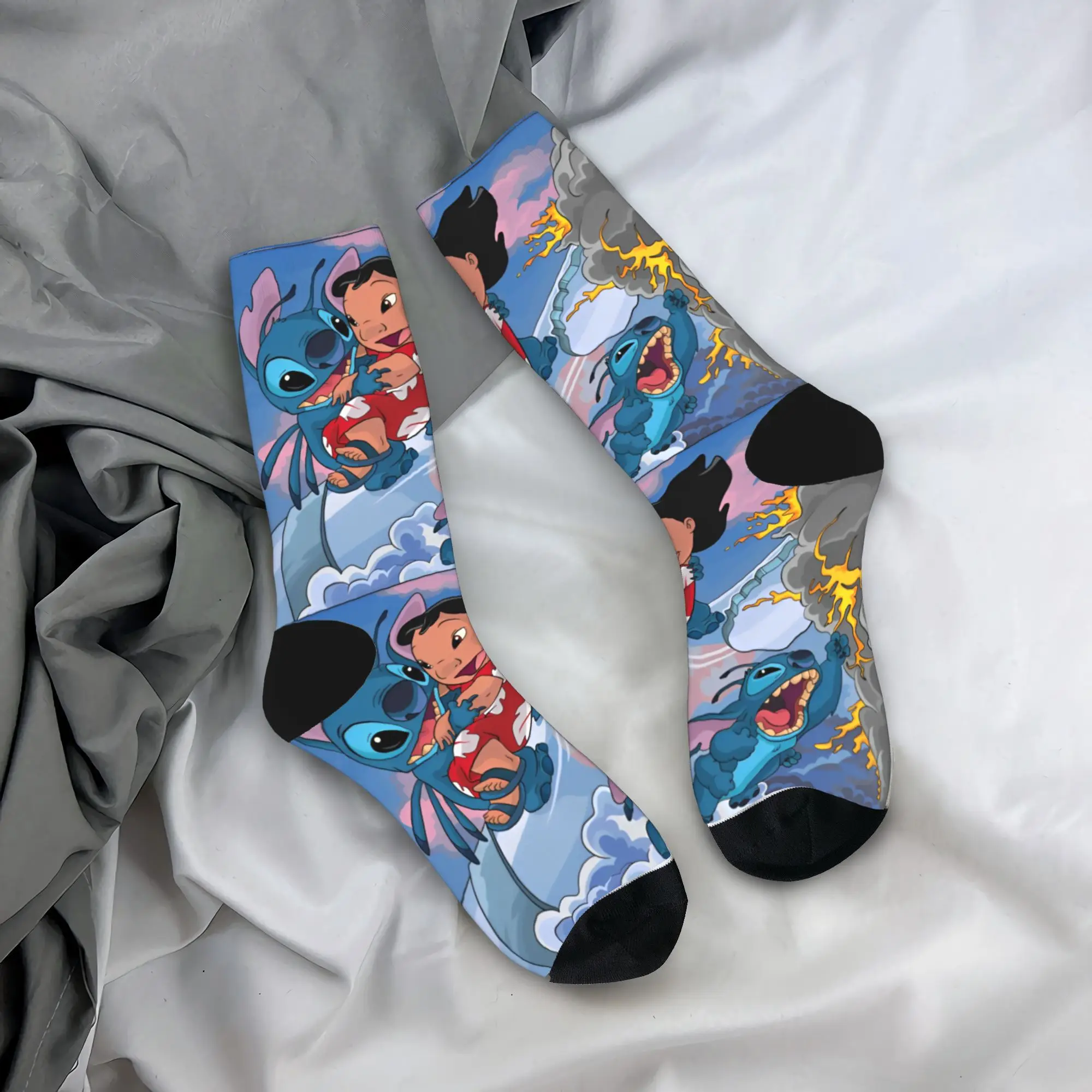 

Autumn Winter Fashion Women Men Lilo And Stitch Socks Sweat Absorbing Basketball Socks