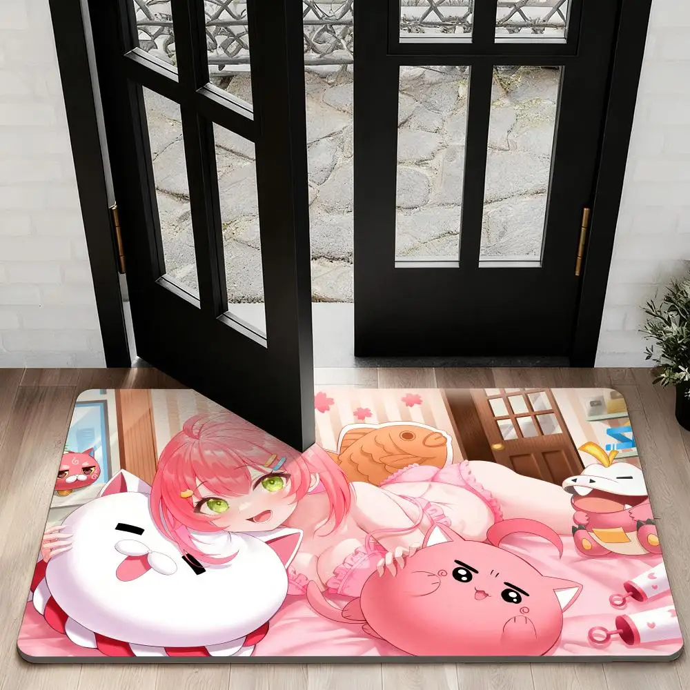 

S-Sakura MikoS Sexy Floor Mat Diatom Bath Mat Absorbent Quick Dry Non-Slip TPR Backing Soft Plush Draining Rugs