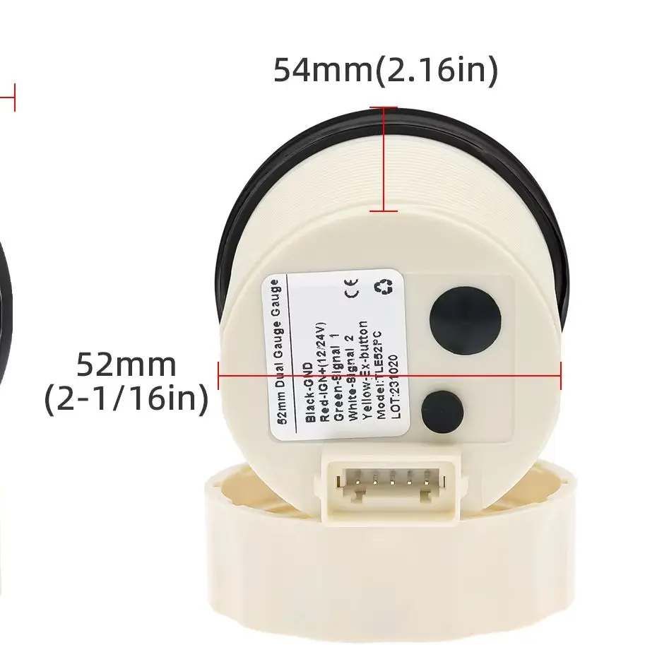 

52mm LCD Digital 2 In 1 Display Car Meter Oil Pressure Fuel Temperature Gauge 0-10Bar Oil Press Sensor for Marina Boat 12V 24V