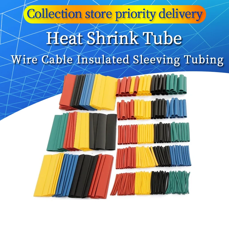164pcs Set Polyolefin Shrinking Assorted Heat Shrink Tube Wire Cable Insulated Sleeving Tubing Set