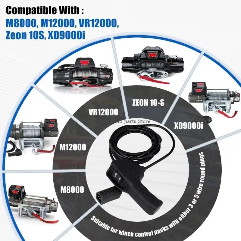 83665 Plug-in Winch Remote Controller for Warn M8000 M10000 M12000 Winches