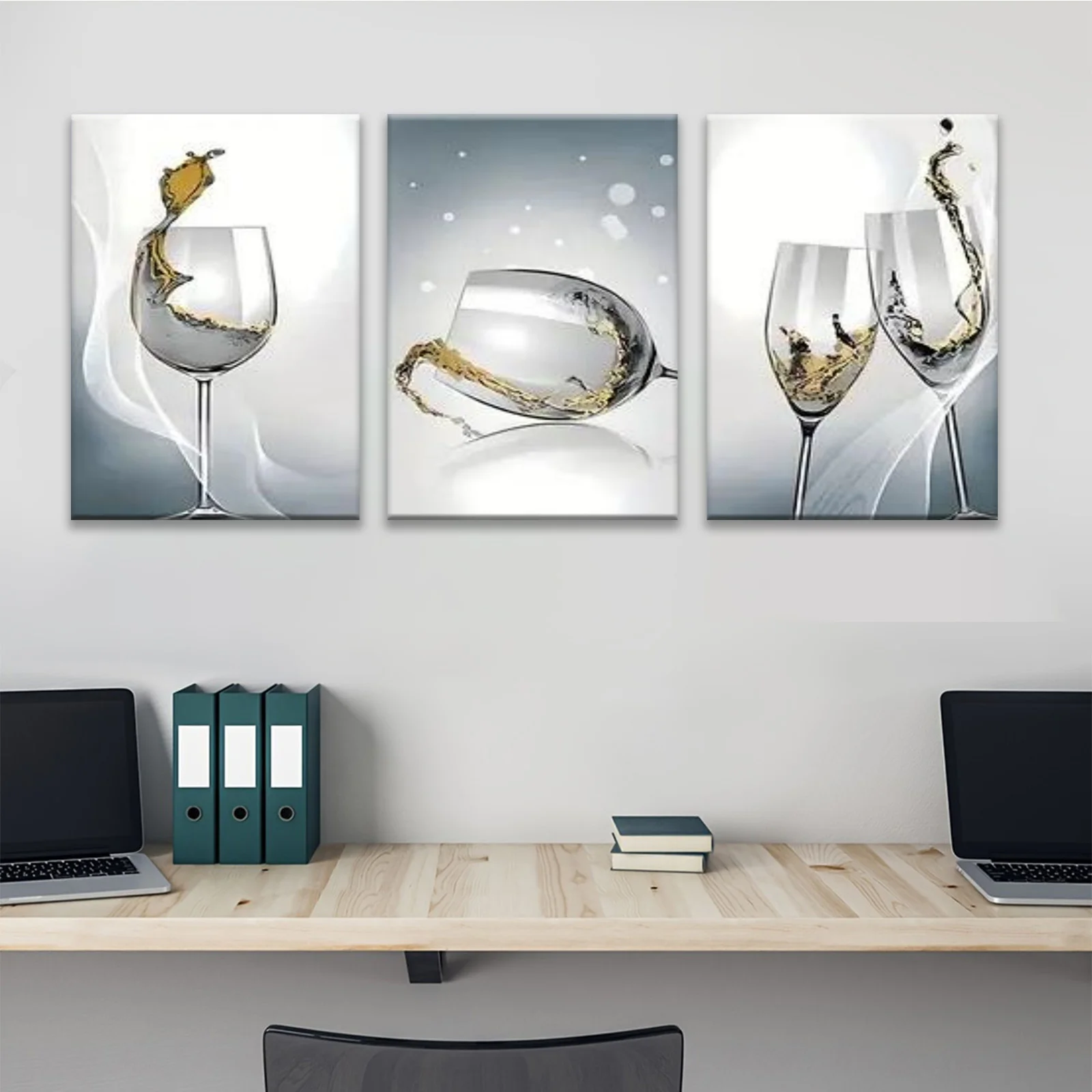3pcs- Elegant Wine Glass Theme Canvas Wall Art Painting for Indoors Perfect Gift for Valentine's Day, President's Day, Mardi