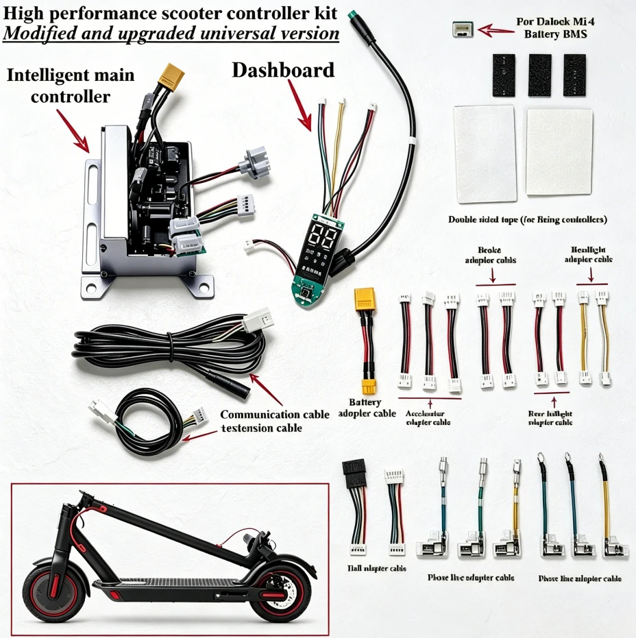 

Gsic Scooter Controller Set Tuning Scooter 8.5/10/14 Inch Motor for FOSTON DIGMA HIBOY Scooter 250W-600W, Unlock To 55km/h