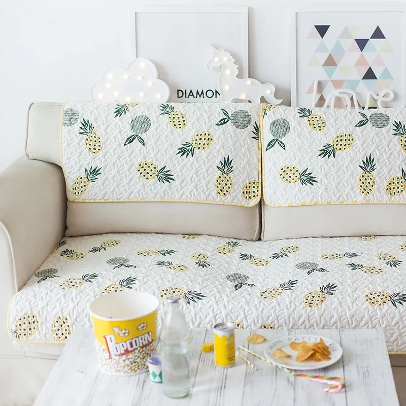 Almofada do sofá do algodão puro, antiderrapante, moderno, simples, europa do norte, pastoral, quatro estações, universal, plantas e flores