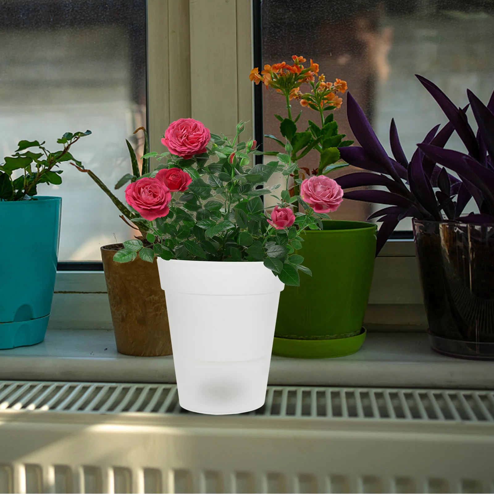 تعمل بالطاقة الشمسية زهور ضوء قسط متوهجة حديقة ديكور LED زهرية مصباح مقاوم للماء المناظر الطبيعية LED وعاء الخفيفة #4