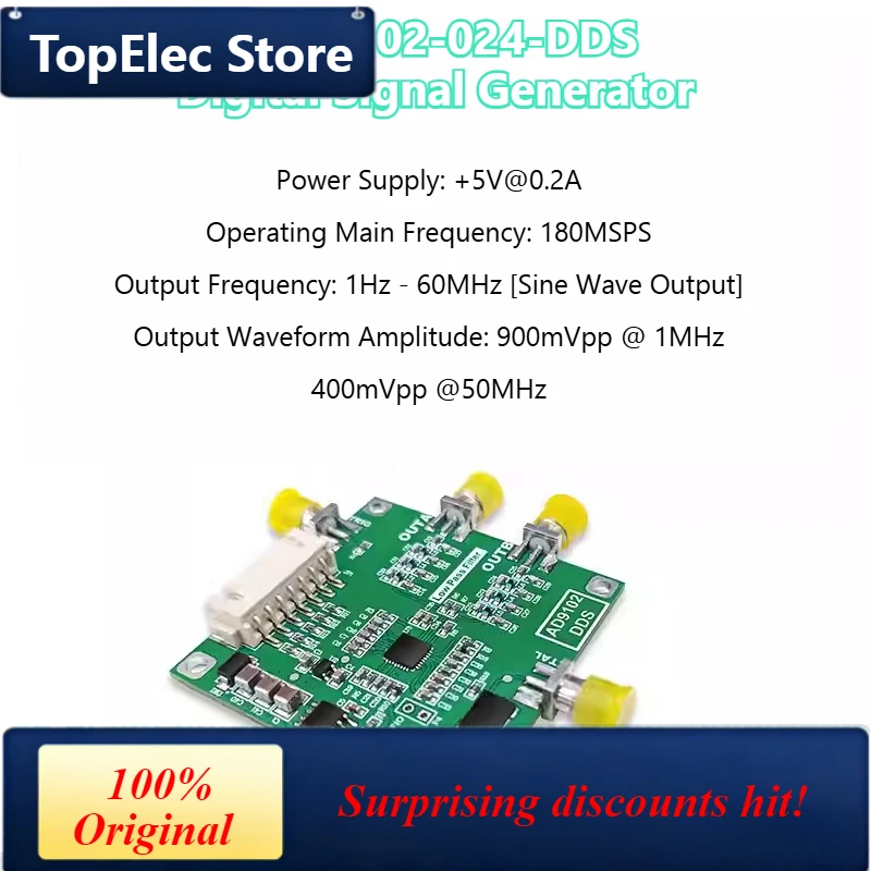 TopElec AD9102 Digital Signal Generator Module 180MSPS Main Frequency, Arbitrary Waveform Generator, Frequency Combination KDT91