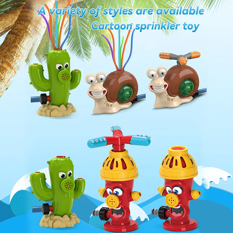 Summer Children's Toys Outdoor Cartoon Cactus Snails Tree stumps Airplane Automatic Sprinkler Courtyard Garden Water Play Toys