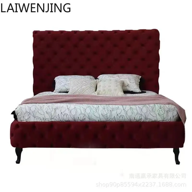 

HLZ cream wind fabric bed soft bag villa European large apartment 1.8 meters double bed