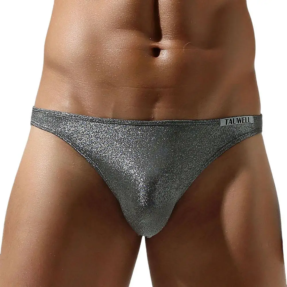 TAUWELL New Men\'s Sexy Briefs Shiny Fabrics Underwear Men Low-rise Panties Fashion Bikini Briefs