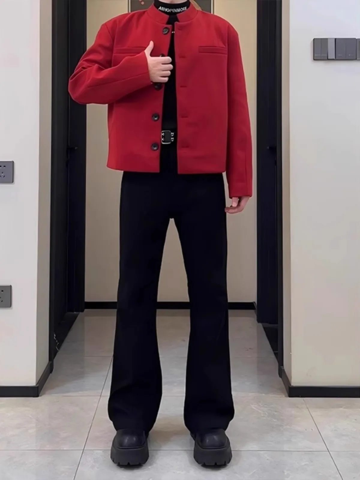 

Bla Le Blade, прямые эластичные облегающие джинсы, мужские весенние широкие брюки с высокой талией, молодежные модные влажные брюки ng