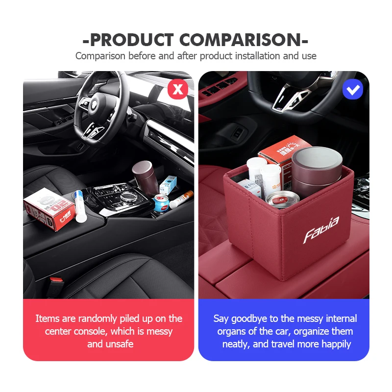 For Skoda Carbon Fiber Car Folding Storage Trash Can Portable Interior Accessory Fabia Octavia 2 3 Rapid Kodiaq Karoq Fabia view 3