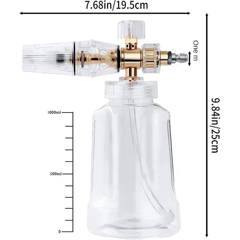 1L High Pressure Foam Cannon with Adjustable Nozzle 1/4