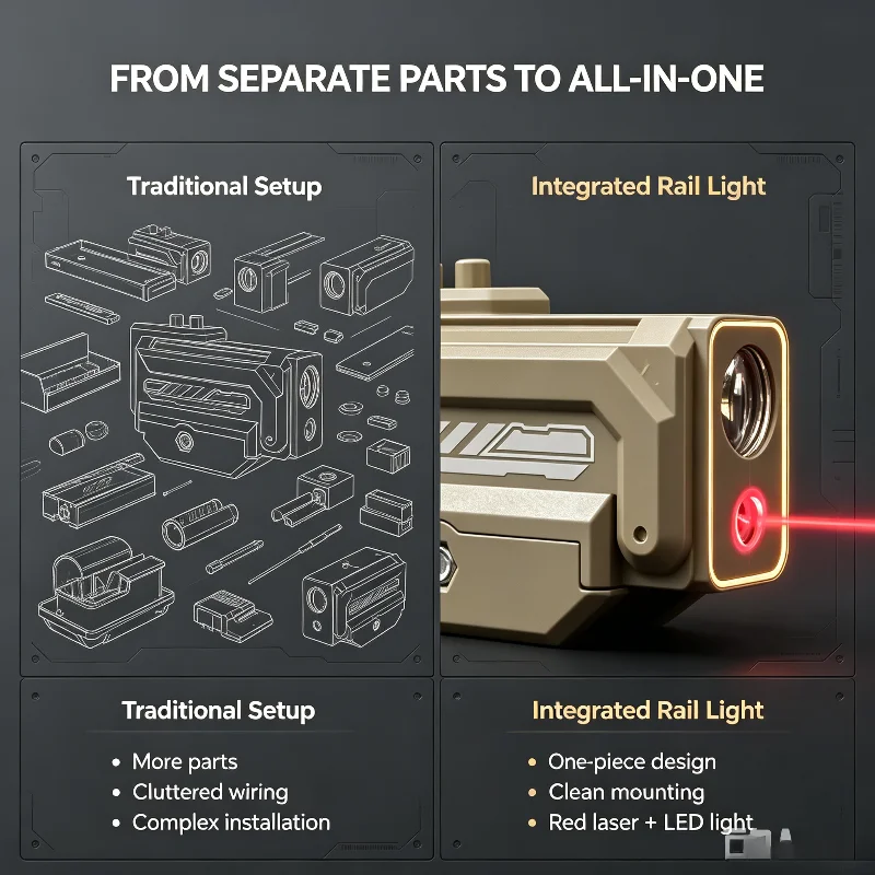 Tiny Hobby Rail Flashlight Precise Red Beam White Lamp Quick Mount Design Fit Universal 20mm Rail System