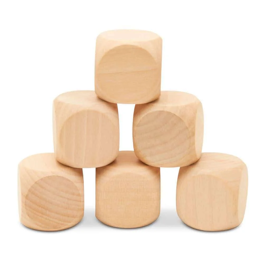Blank Wooden Dice Unfinished Square Blocks 5/4/3/2CM Round Corner Cube DIY Graffiti Painting Drawing Gluing Stacking Staining
