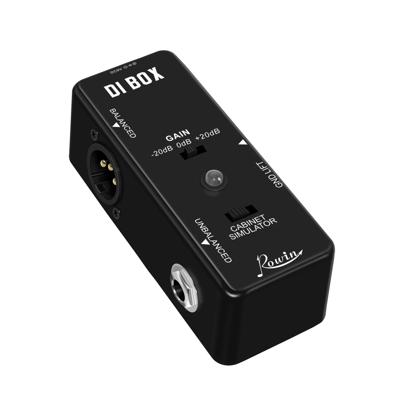 Rowin LEF-331 Direct Box Guitar Bass Passive DI Box With Cabinet Simulator 1/4 and XLR Ture Bypass Full Metal Case