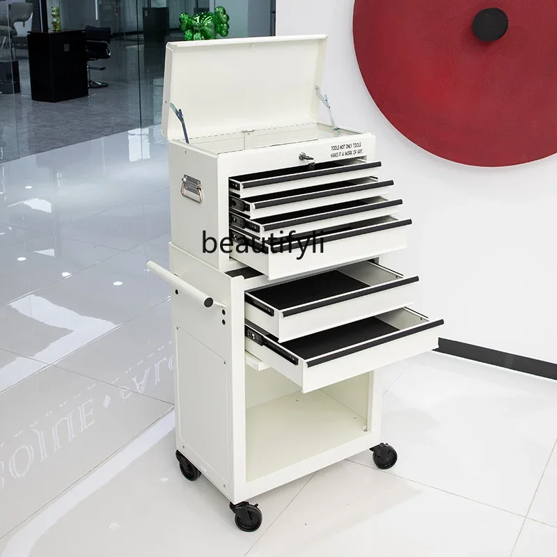 All stainless steel barber shop tool cabinet hairdressing storage haircut mirror counter cabinet