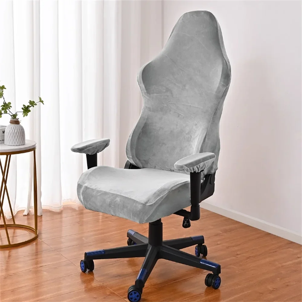 Svetanya Office Computer Game Solid Chair Cover High Back Armchair Cover Velvet Elastic Accent Living Dining Room Seat Case