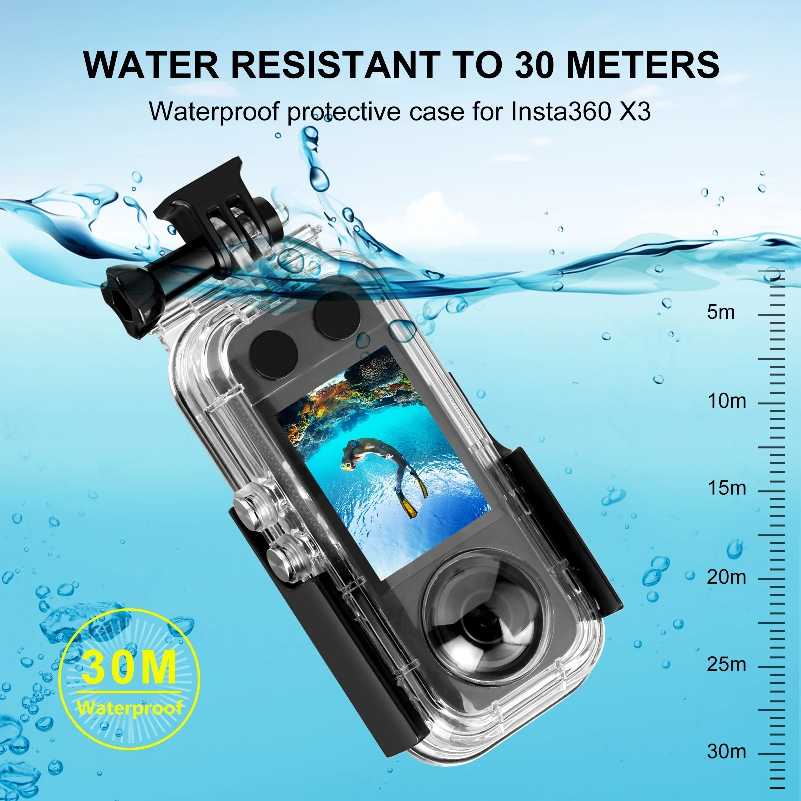 Imagem -03 - Waterproof Underwater Housing Case Acessórios para Câmera Fit para Insta360 x3 Puluz 30m